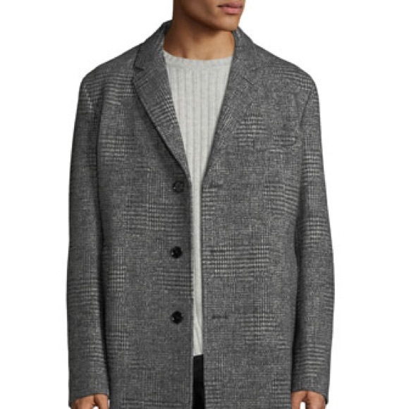 Boss Men's Block Plaid Wool Top Coat - 42 Regular - Picture 2 of 12